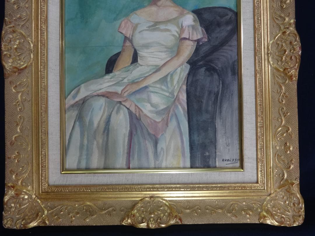 小磯良平 貴族婦人像 1960年頃 肉筆油彩画 美人画 写真や印刷ではない