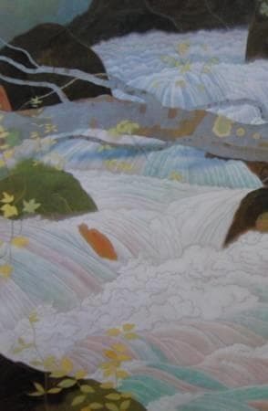 小野竹喬、【奥入瀬の渓流】、希少な大判額装用画集より、美品、日本人画家