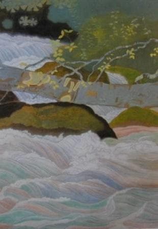 小野竹喬、【奥入瀬の渓流】、希少な大判額装用画集より、美品、日本人画家