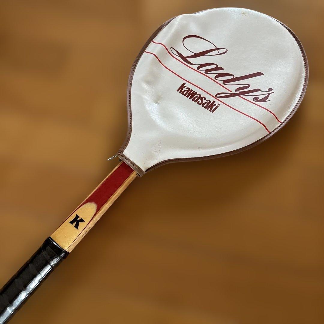 Kawasaki Lady's ビンテージ　軟式テニスラケット カバー付き