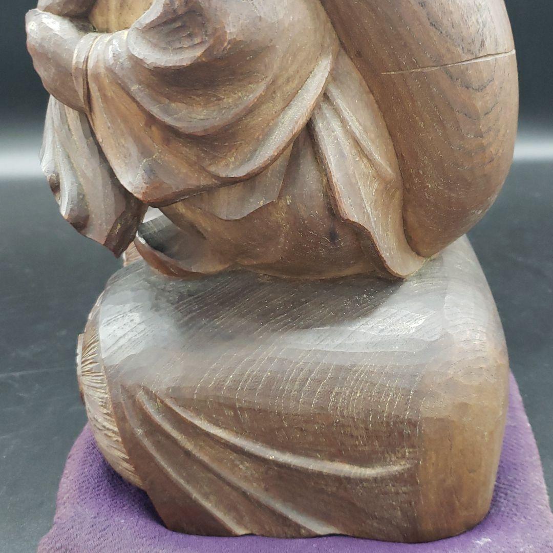 木彫り　大黒様　一刀彫　手彫り　細密　欅　置物　時代物　総重量4.8㎏　送料無料