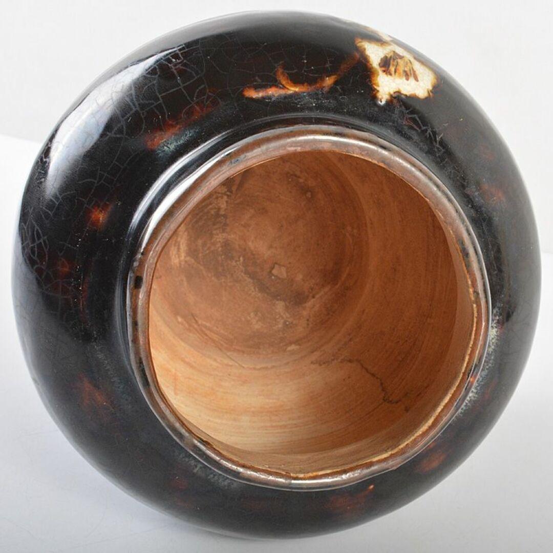 磁州窯黒釉　花文瓶