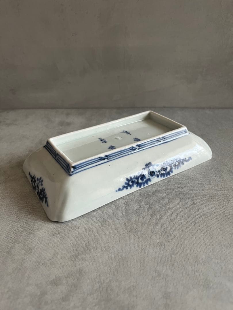 江戸中期 古伊万里 牡丹 長角皿 富貴長春