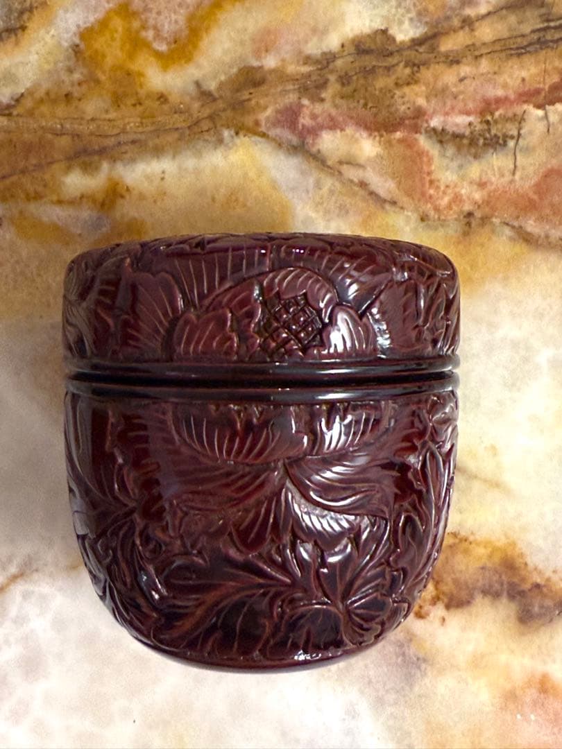 ⭐︎美しい牡丹　村上堆朱　漆器 棗茶道具伝統工芸