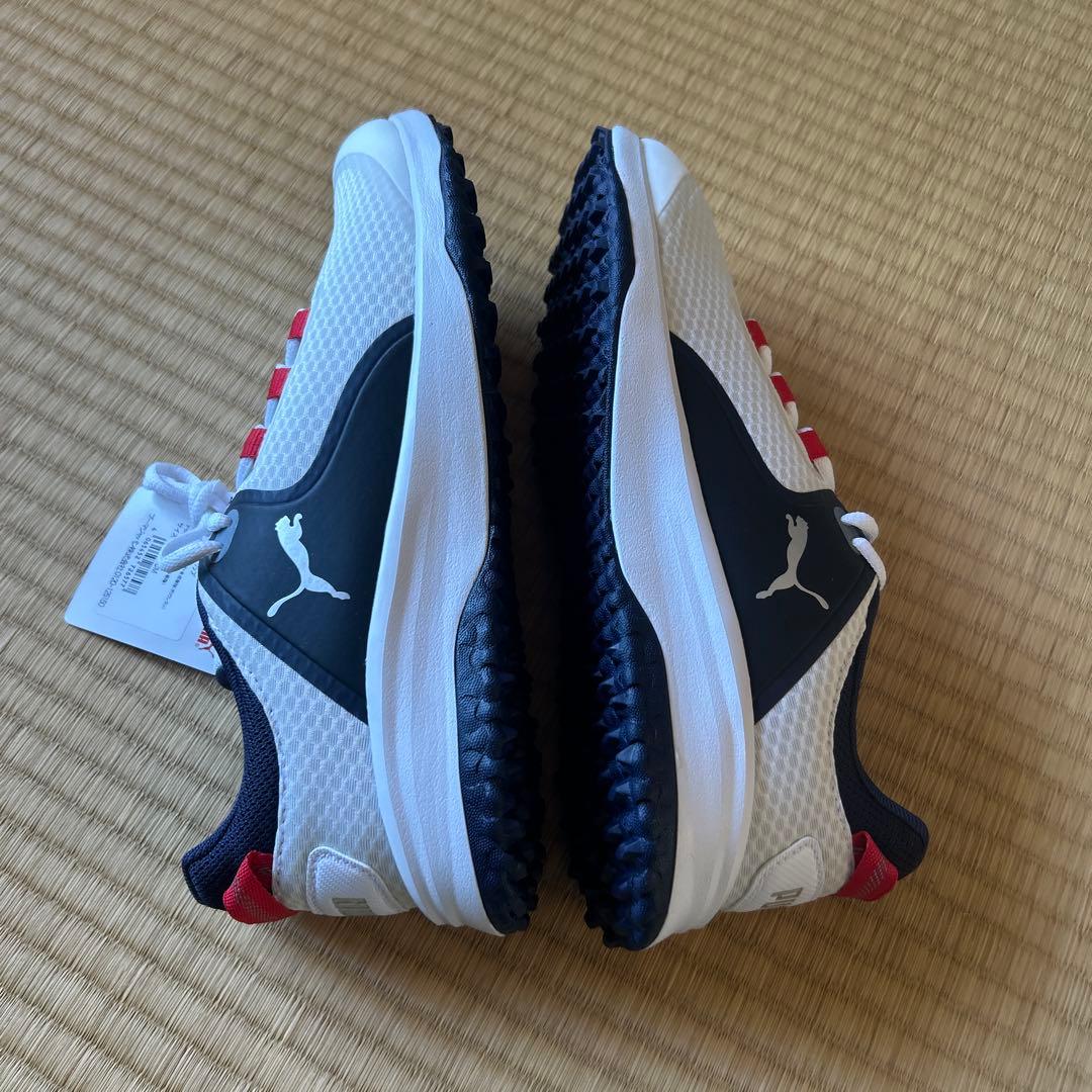 PUMA ゴルフシューズ メンズ ホワイト/ネイビー/レッド