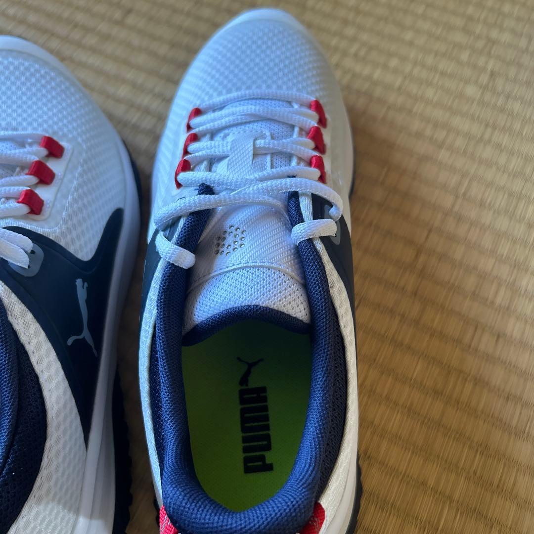PUMA ゴルフシューズ メンズ ホワイト/ネイビー/レッド