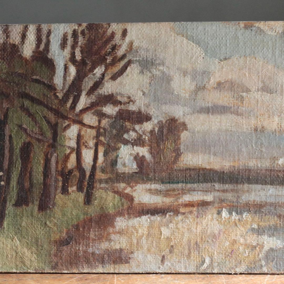 戦前？ 古い 板絵 油彩 油絵 古道具 アンティーク No.2