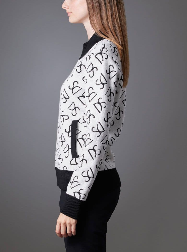 DESCENTEGOLFカシミア混ニットロゴプリント ジップアップジャケットL