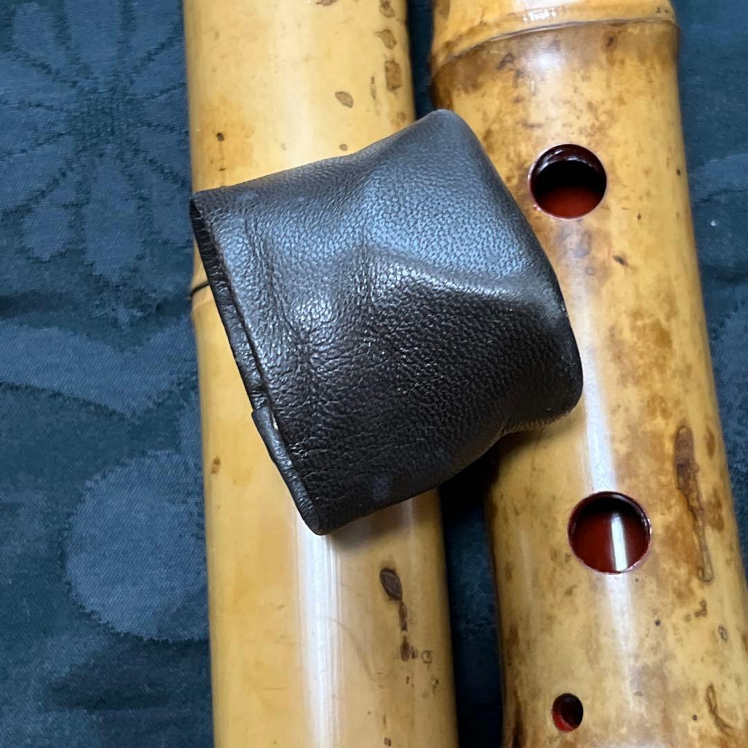 尺八 琴古流 在銘 3印 籐巻き 銀三線 七孔 【音出し確認済み】【良品】