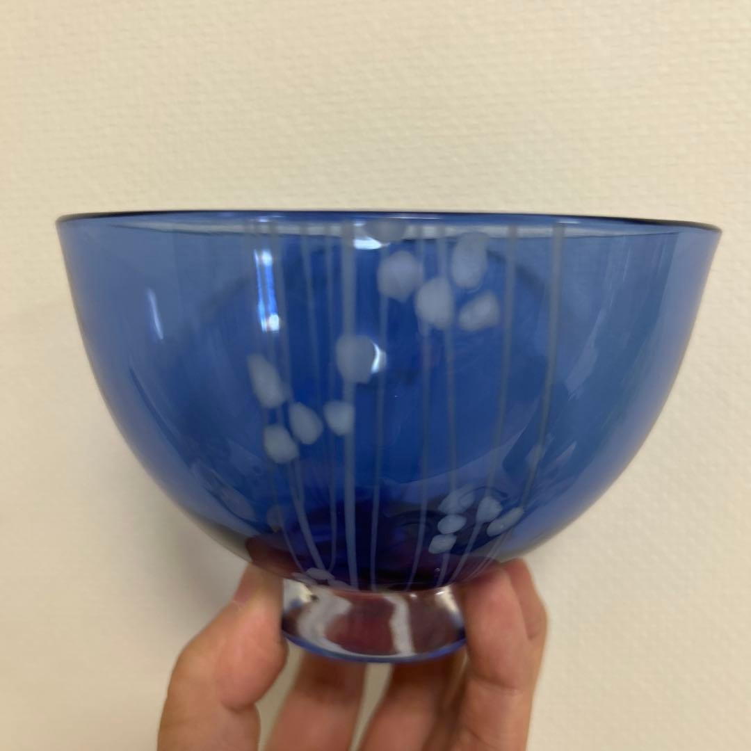 作家　ガラス作家　堀口幸子　瑠璃茶碗　瑠璃草花文玻璃茶碗　茶道　抹茶椀