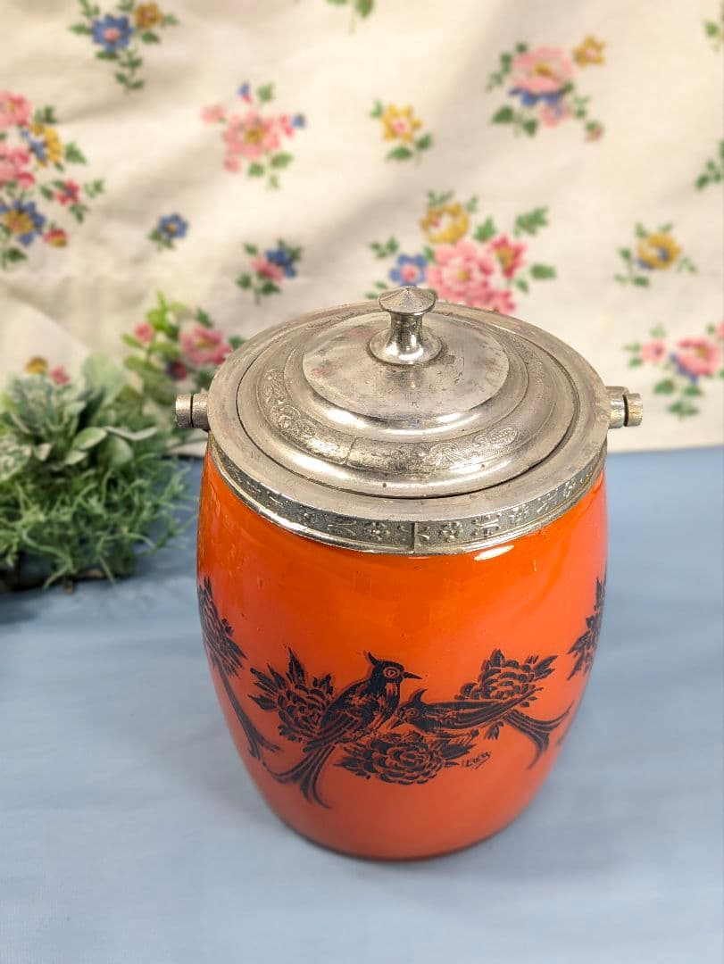 イギリス アンティーク ガラス製 ビスケットバレル