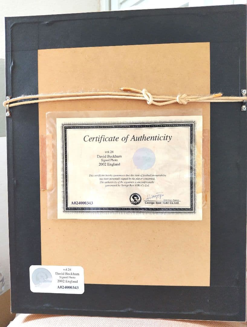 2002年 David Beckham 直筆サイン入り記念 額縁付き
