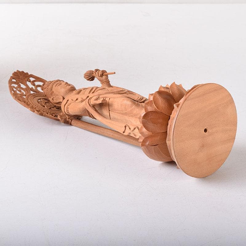 仏教美術　木彫　白檀　観世音菩薩像　仏像　置物　時代箱　C　7585