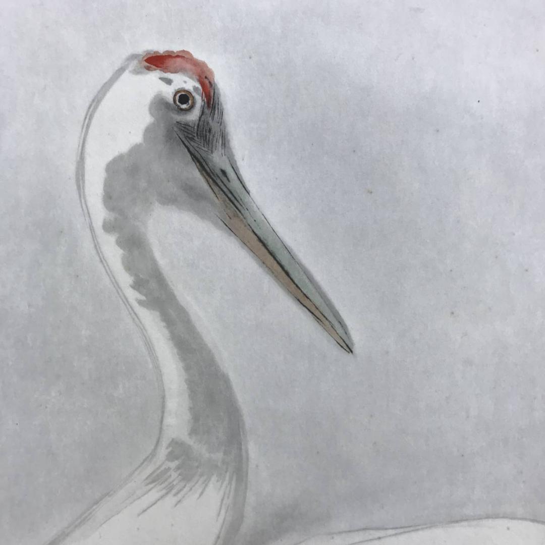 【複製】平福百穂/双鶴図/鶴図/ツル図/印刷/工芸品/掛軸/名家伝来AD-752