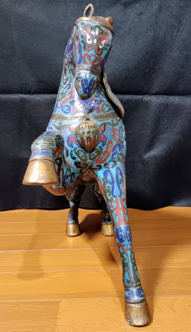 馬　一対　七宝焼き　倣古　置物　中国　大きい　工芸品　インテリア　アンティーク