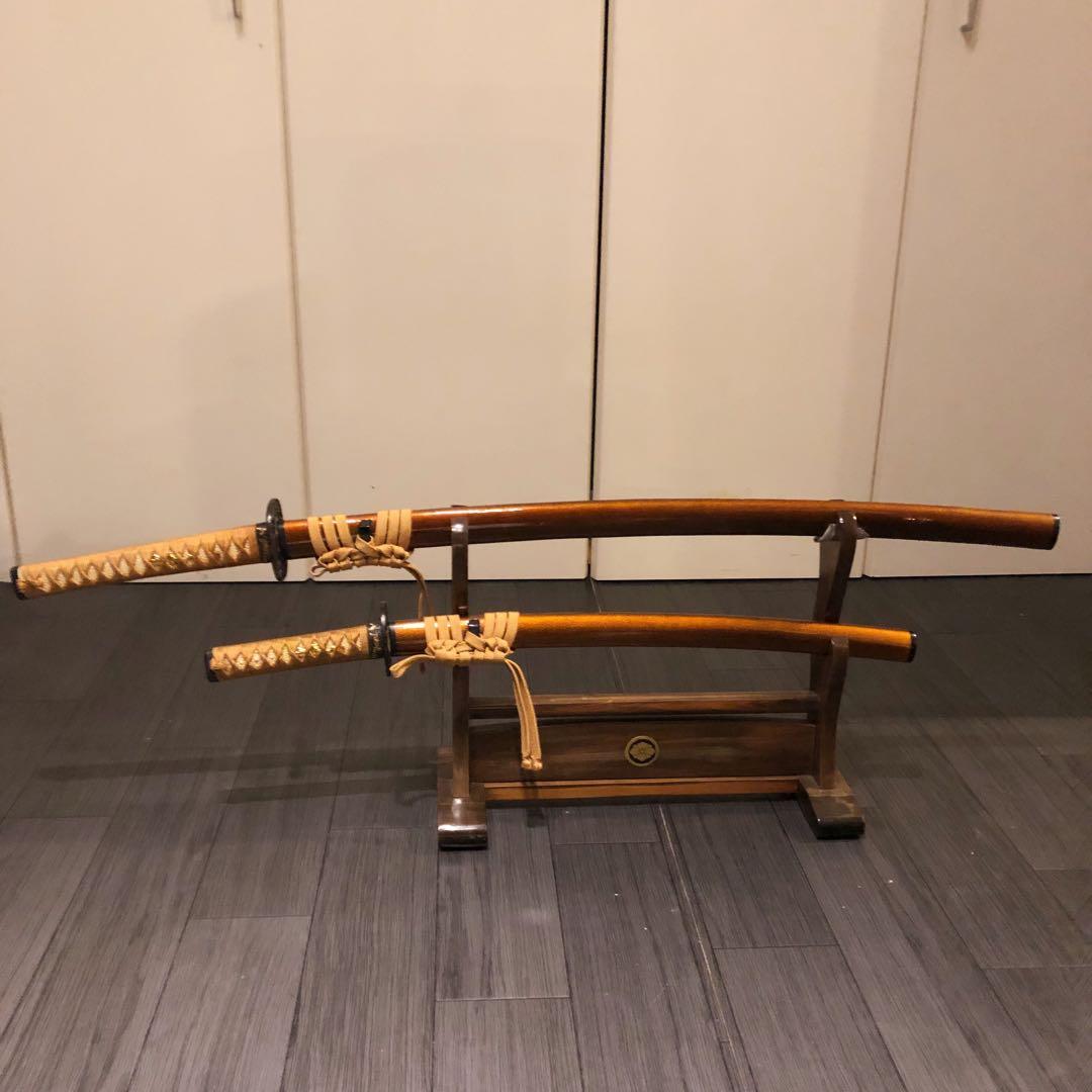 本格模造刀　居合刀　 美術刀剣　太刀　脇差　大小セット　橙拵え