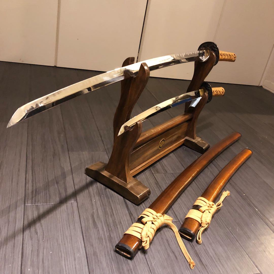 本格模造刀　居合刀　 美術刀剣　太刀　脇差　大小セット　橙拵え