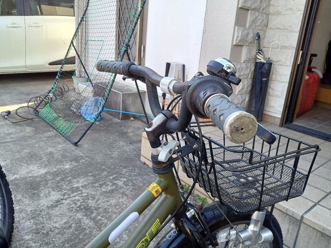 値引可★【東京/引取/配送】キッズバイク オリーブグリーン 20インチ 前カゴ付