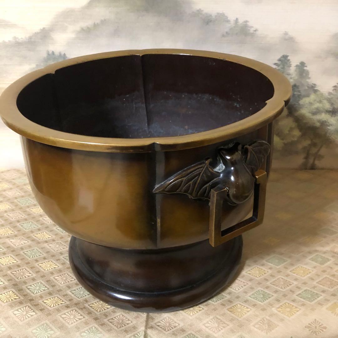 茶道具　金谷五郎三郎　唐銅火鉢　瓶掛