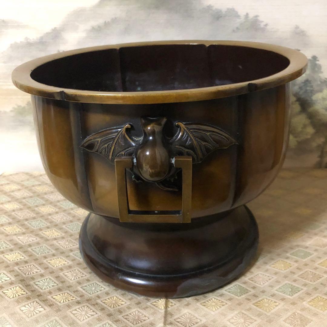 茶道具　金谷五郎三郎　唐銅火鉢　瓶掛