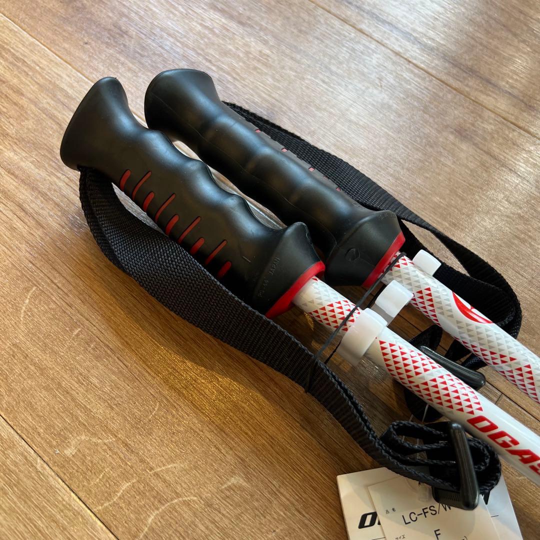 オガサカ　スキー ストックLC FS ホワイト 調整可能