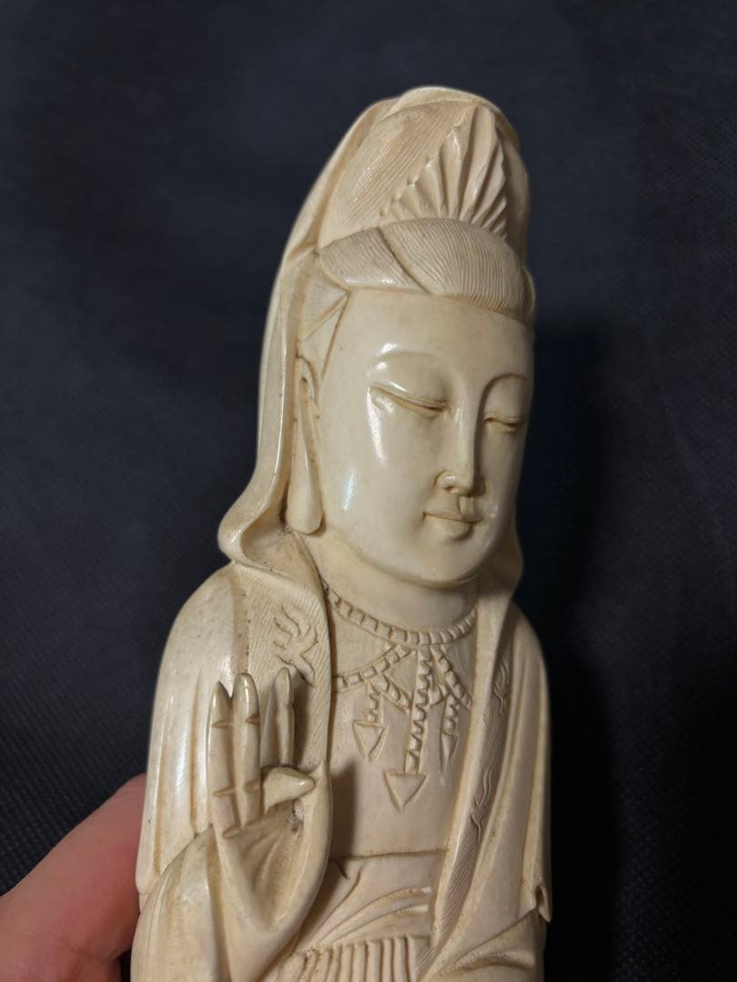 極上古美術品　マンモス　観音菩薩立像 40cm 1.1Kg