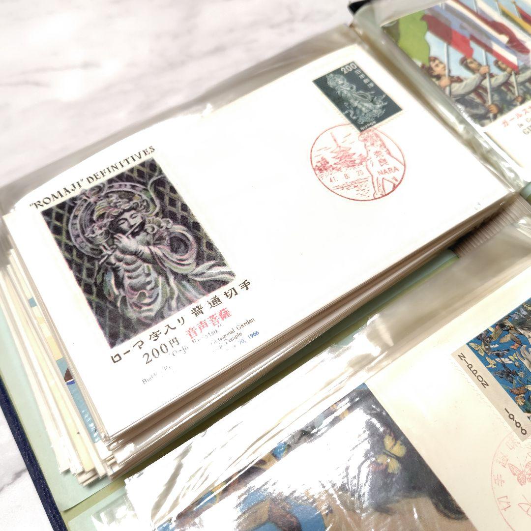 切手　初日カバー　アルバム入り　スタンプ付き　100枚　昭和レトロ　コレクション