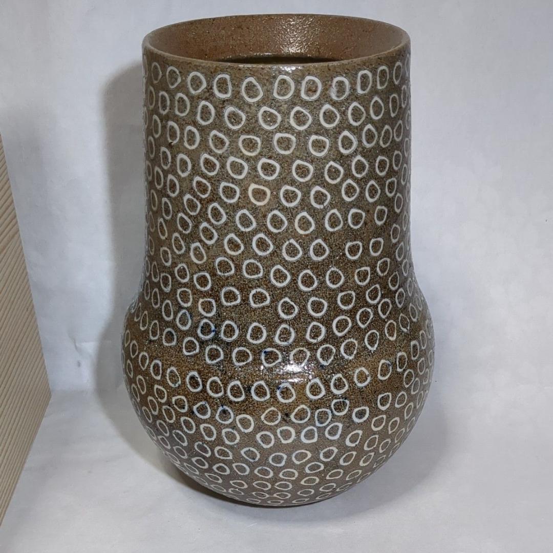 民藝 益子焼 塩釉花瓶 鹿目曹 塚本製陶 神鹿窯 濱田庄司 花器 美品
