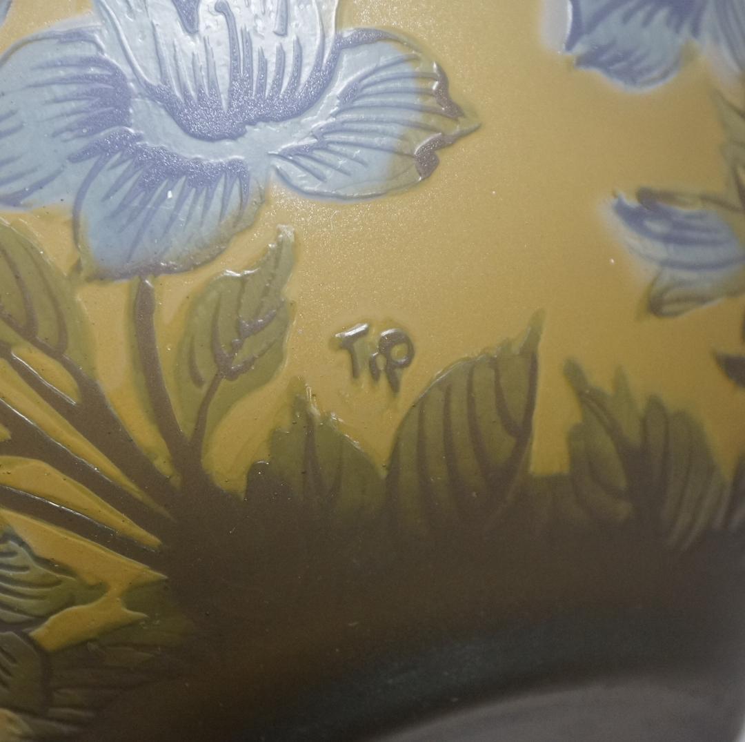 【証明書】　エミールガレ 茶器　ボンボニエール　カメオ彫り　被せガラス