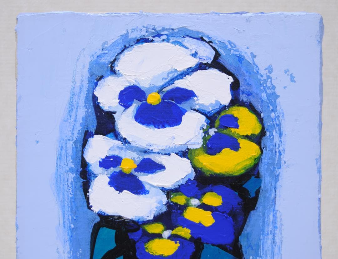 小縣二一 「 パンジー 」 肉筆 油彩画 油絵 花の絵 静物画 光風会ルサロン