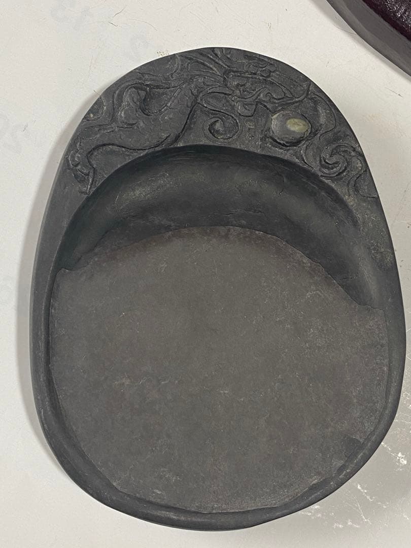 ♦中国 雲龍文 端州名硯 共箱入 古硯 書道具 文房四宝 古玩 古美術 骨董品