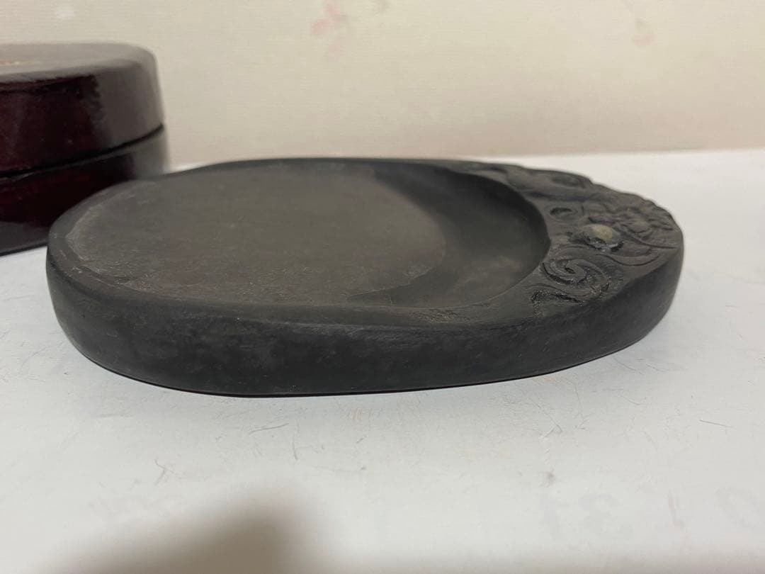 ♦中国 雲龍文 端州名硯 共箱入 古硯 書道具 文房四宝 古玩 古美術 骨董品