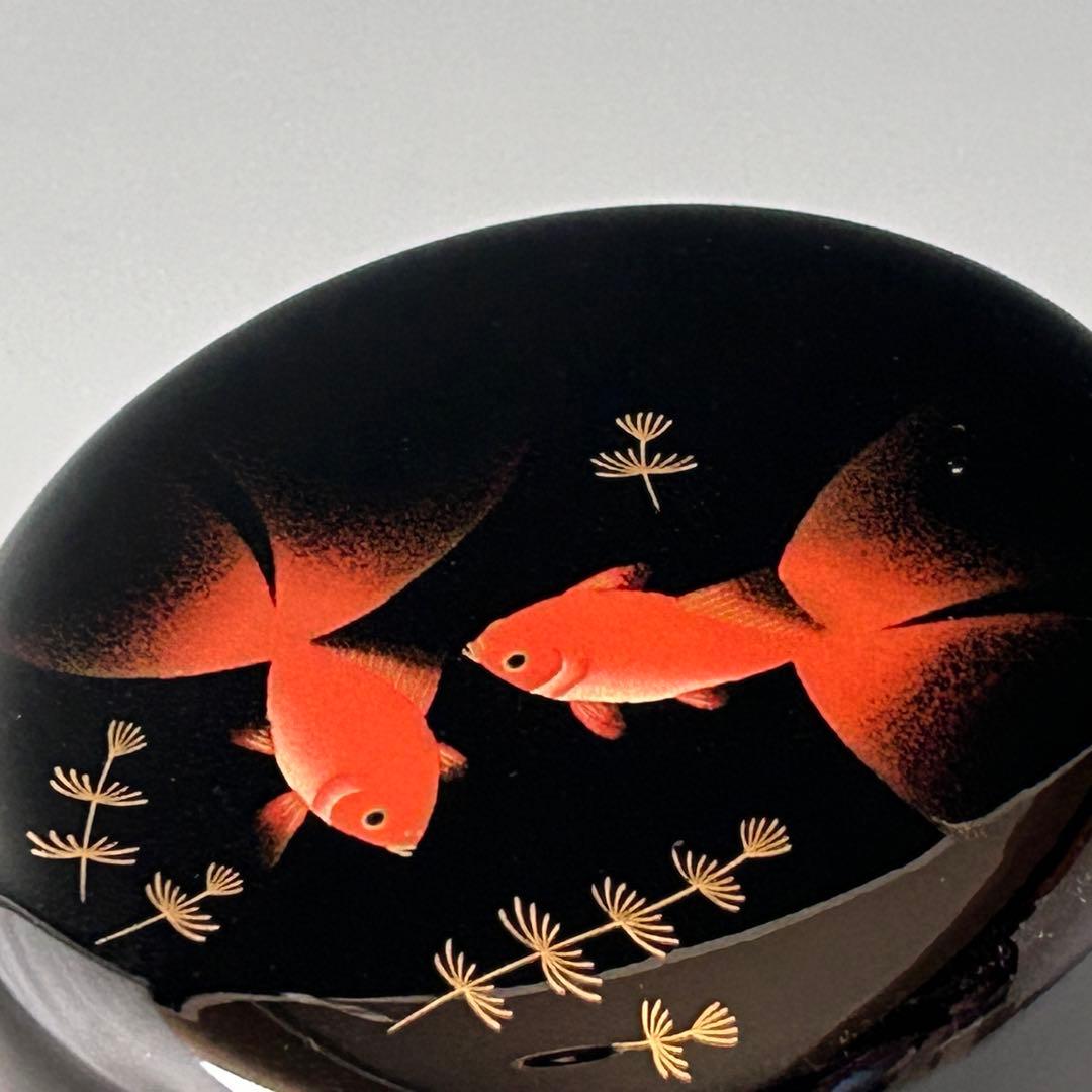 茶道具　輪島塗　金魚蒔絵　平棗　鈴谷鐵五郎　共箱　漆芸　夏　涼しげ　キンギョ