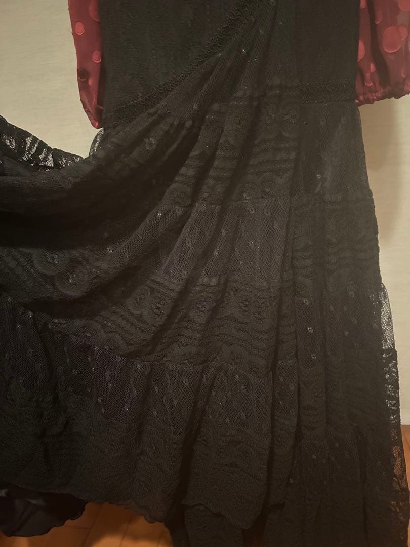 最終値下げ★フラメンコ衣装ハンドメイド黒ファルダブラウスチャレコボウタイ4点