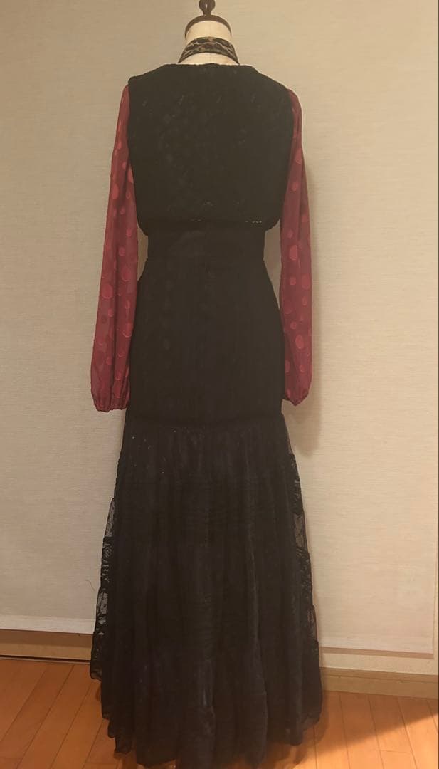 最終値下げ★フラメンコ衣装ハンドメイド黒ファルダブラウスチャレコボウタイ4点