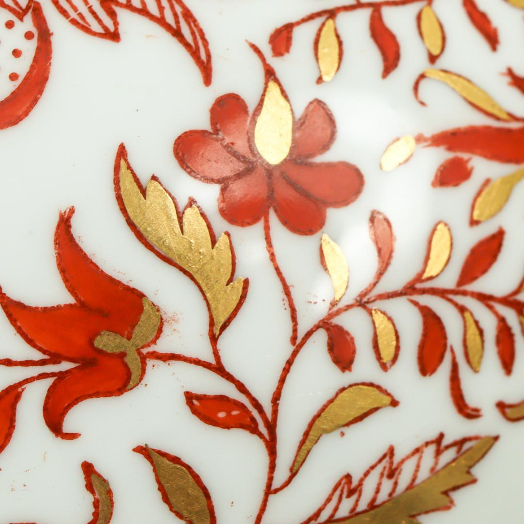 ミントン 1880年頃 ムーンフラスク／赤金彩 花卉文 四脚付花瓶