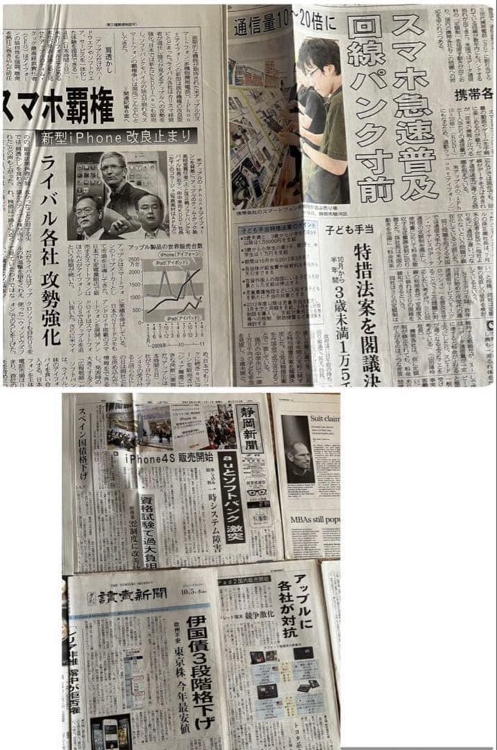 スティーブ・ジョブズ、iPhone等新聞まとめて　Apple アップル　スマホ