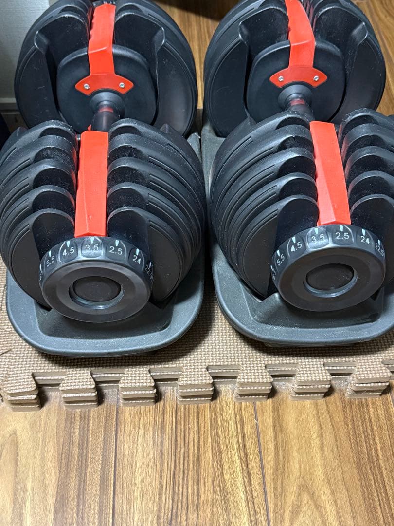 2つセット　可変式ダンベル ダイヤル調整2.5Kg〜24Kg