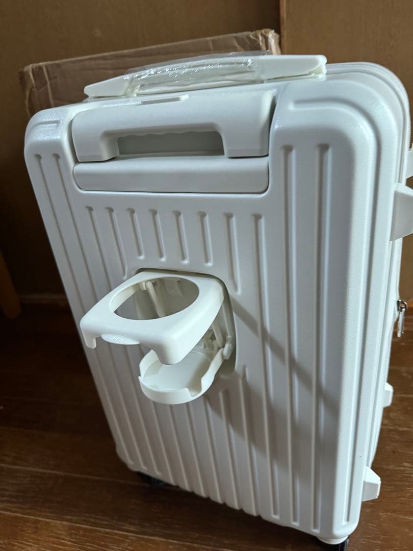 スーツケース 前開き拡張型ドリンクホルダー　キャスターストッパー付きSサイズ