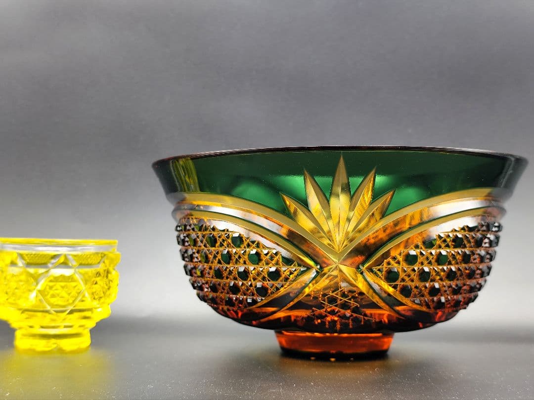 超希少☆未使用美品☆黒木国昭 綾切子 大鉢（切子 江戸切子 薩摩切子）