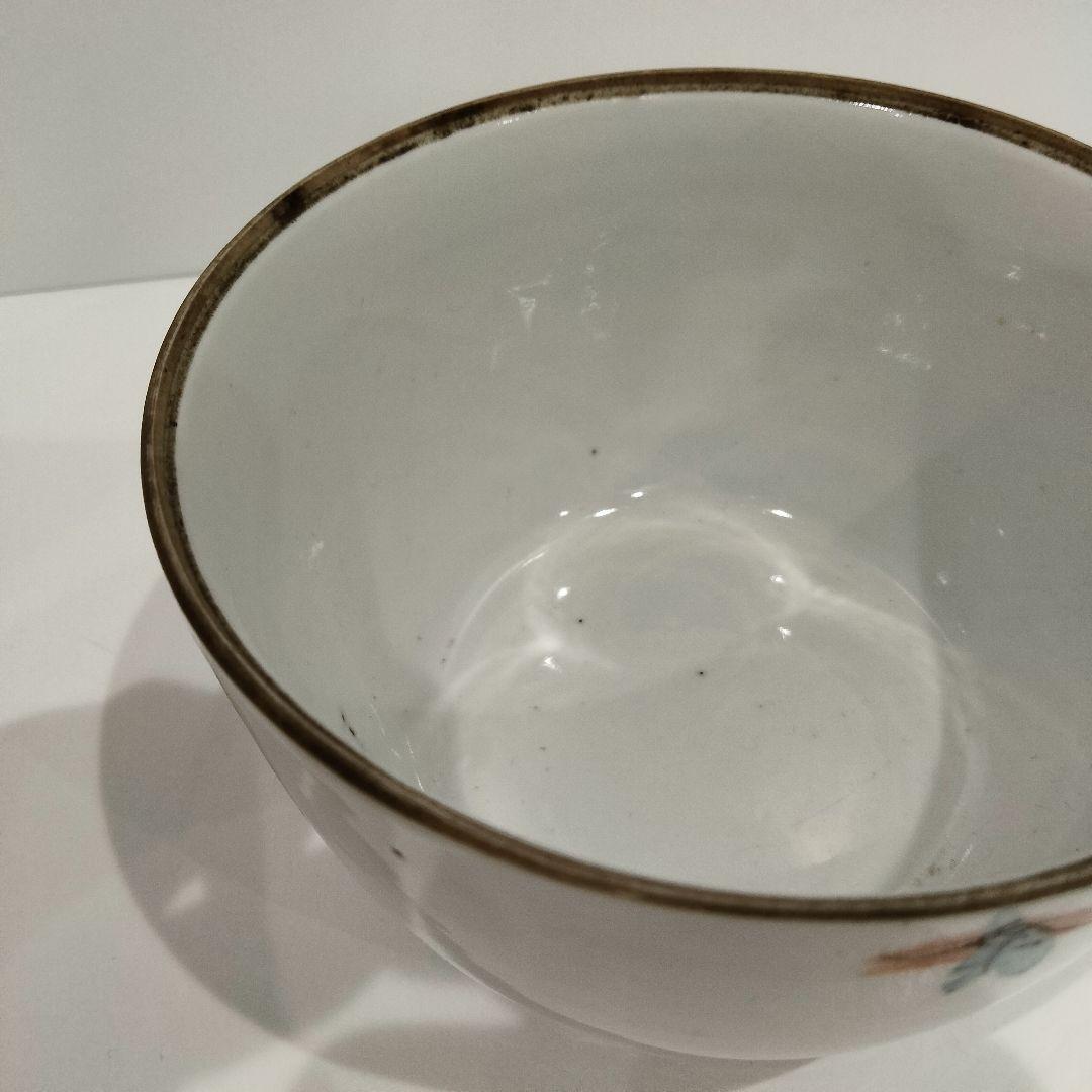 v141　中国清朝期 同治年製 粉彩絶品金魚絵付磁器鉢 弦金魚図　Q