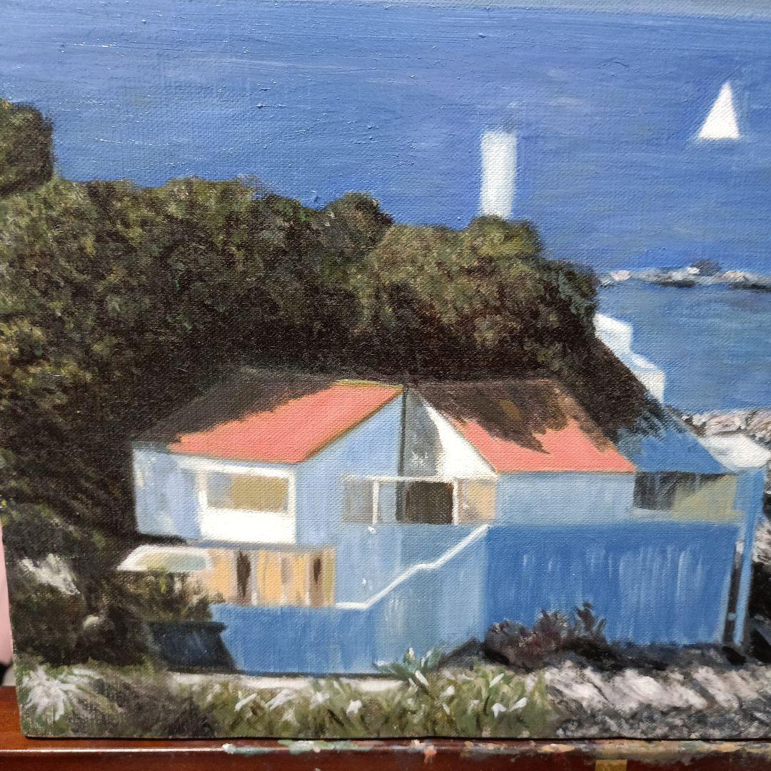 油彩画：諸磯湾にて 、冬　　　　　Ｆ８号キャンバス