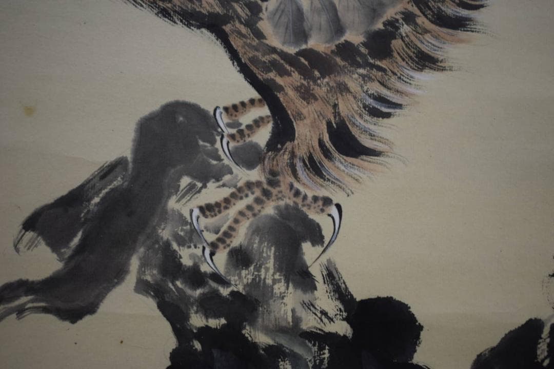 模写/現代中国画の巨匠/斉白石/齊白石/鷹図/布袋屋掛軸HI-126