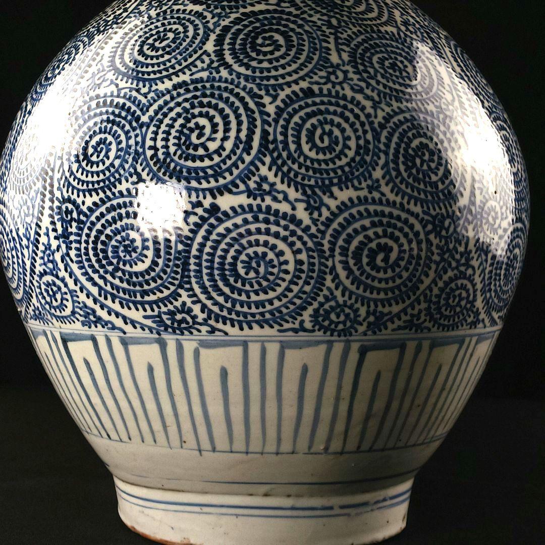 Y2788 古伊万里 染付蛸唐草文瓶 壷 高さ40㎝ 大型