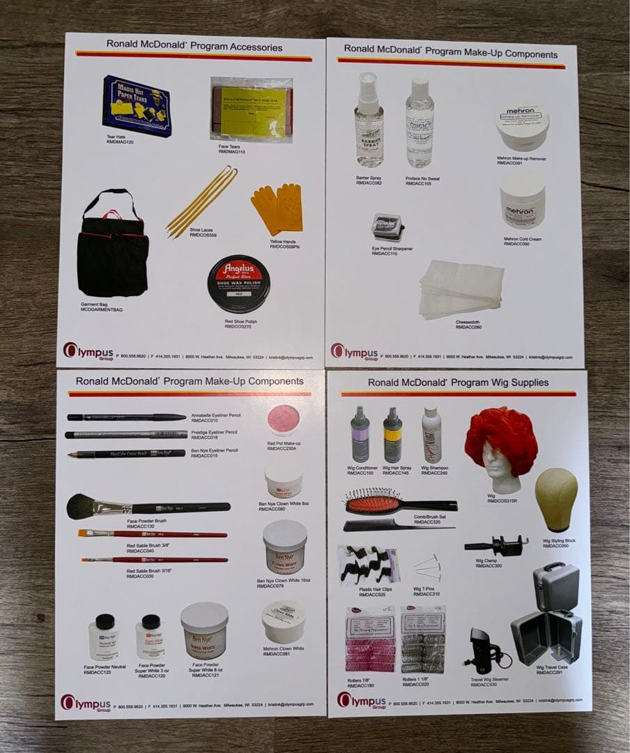 アメリカ マクドナルド ロナルド ペーパーファイル 衣装カタログ 印刷物 レア