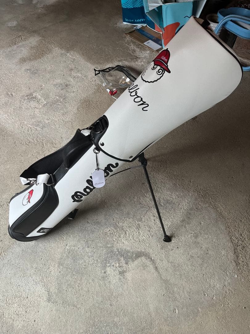 Malbon golf キャディバッグ ヘッドカバー付き ゴルフバッグ ホワイト