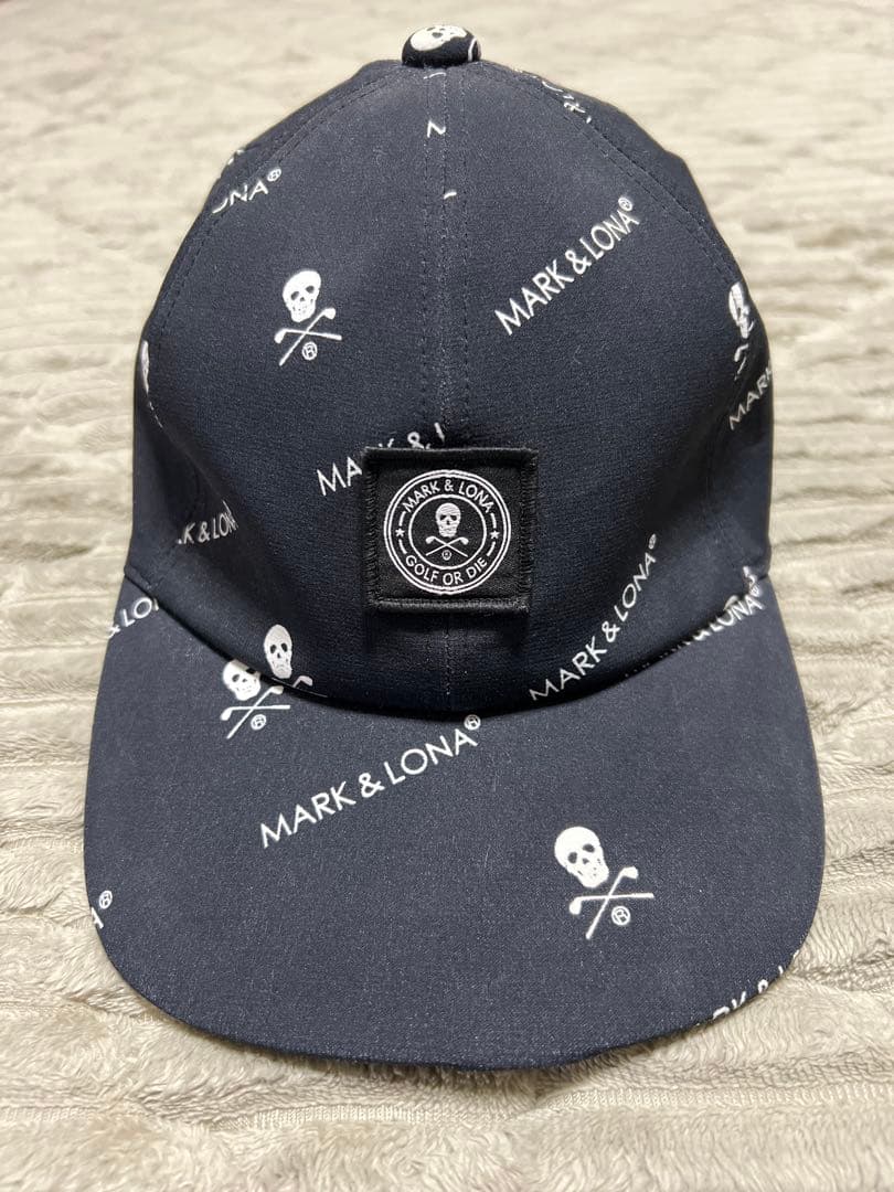 MARK & LONA マークアンドロナ キャップ 総柄 スカル ブラック美品