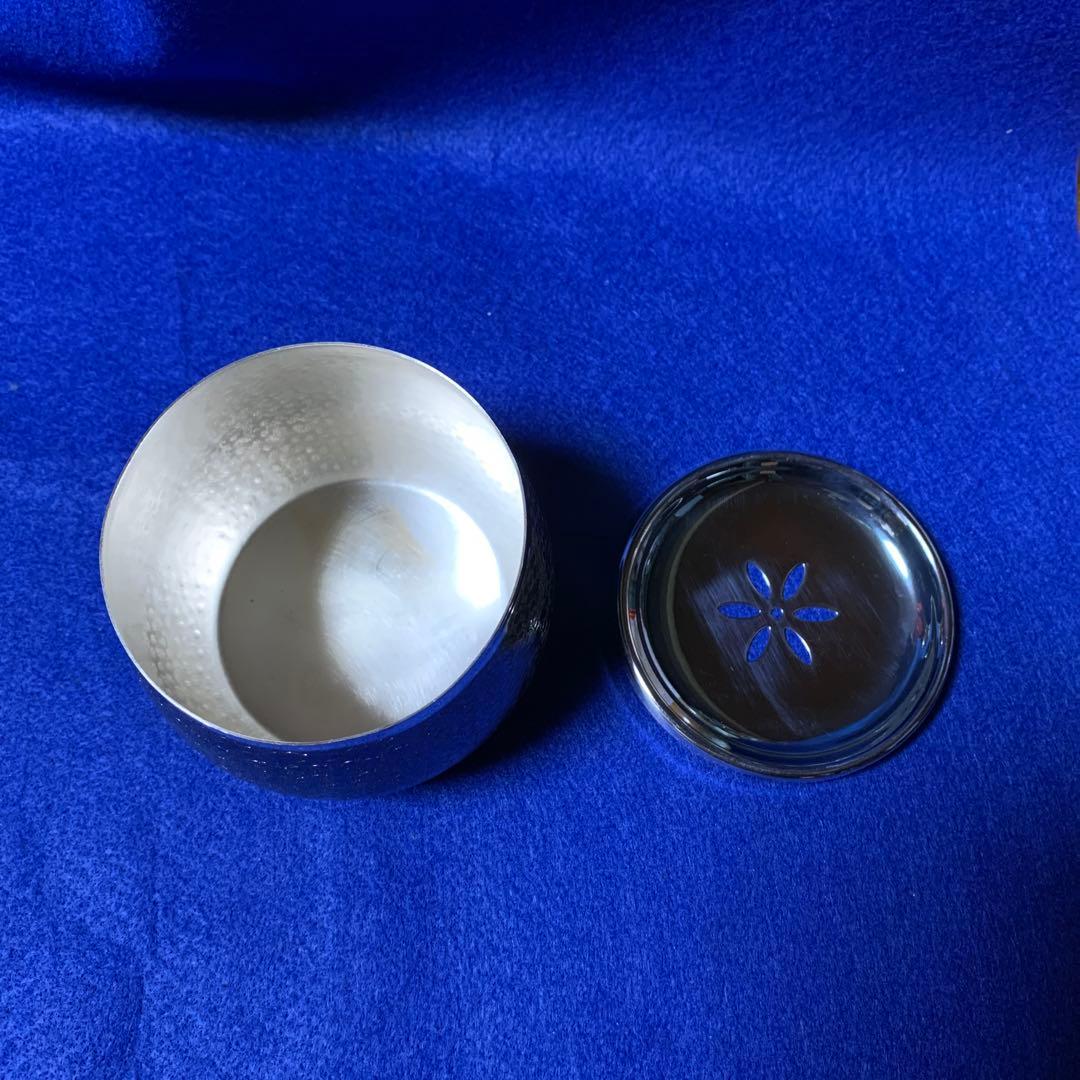 銀川堂 いぶし銀 壺型茶入れと建水 黄銅製