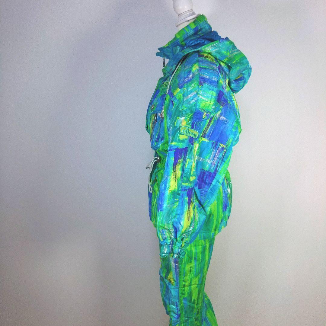 エレッセ　昭和レトロ　レディース　スキーウェア　Lサイズ　上下　ブルー　グリーン