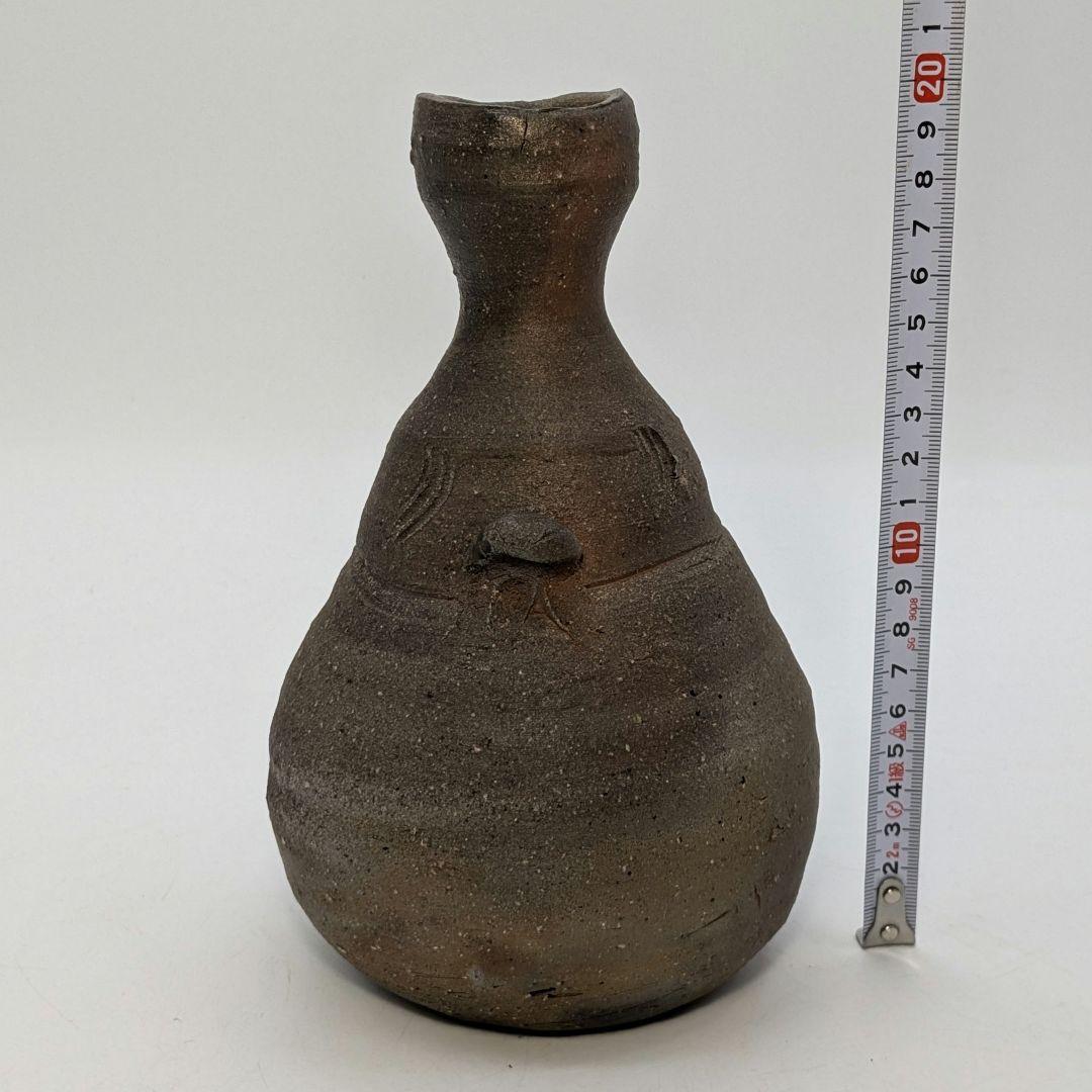 岡山県重要無形文化財 金重晃介 備前焼 耳付一輪花入 共箱合布 花器 花瓶 花生